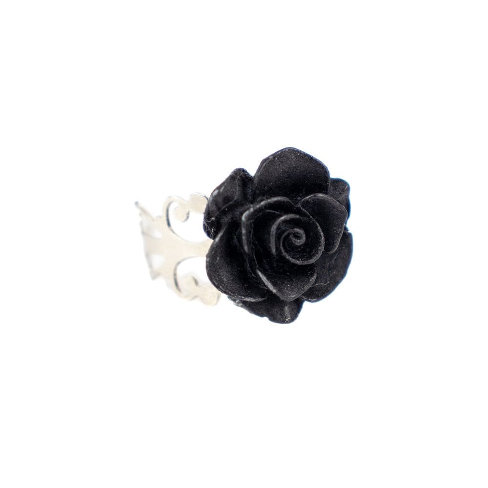 Anel Ajustável  Rosa Negra Metal