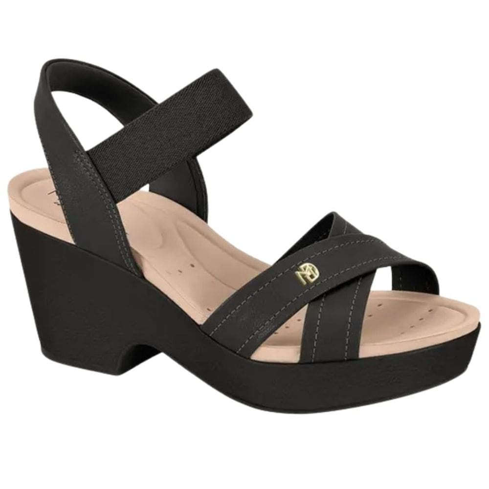 Sandália Modare Salto Bloco Tira Elástico Feminina Preto