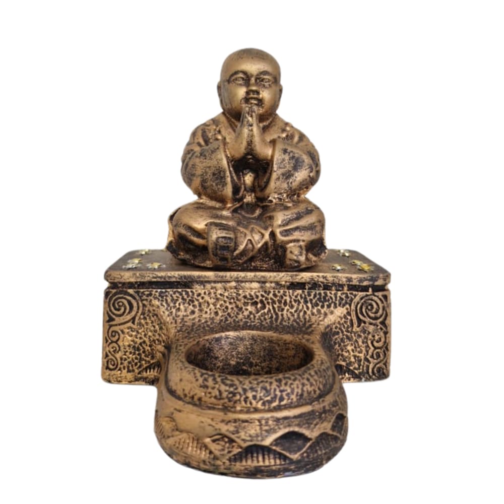 Escultura Castiçal Resina 12 cm Presente e Decoração