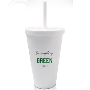 Kit 4 Copos Com Tampa E Canudo Branco Seja Verde