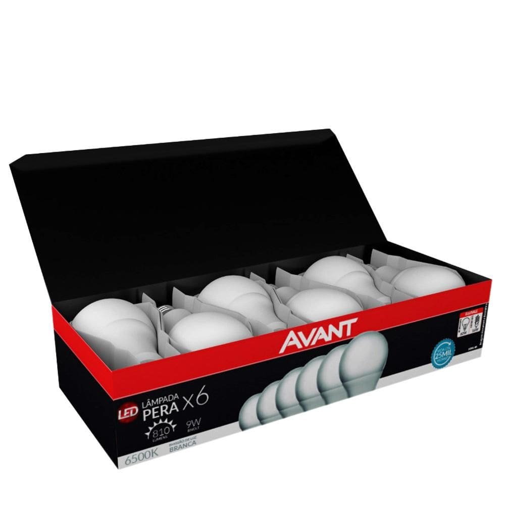 Kit com 6 Lâmpadas de Led 9W Avant Branca Bivolt