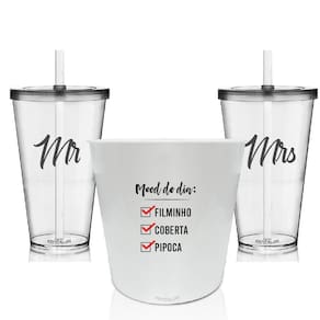 Kit Balde De Pipoca E 2 Copos Personalizados - Mood Do Dia
