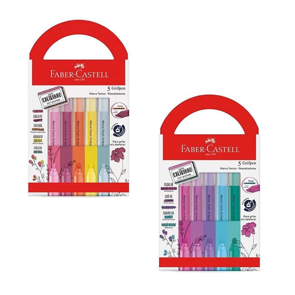 Kit Marca Texto Grifpen com Cheirinho 10 Cores - Faber Castell