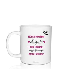 Caneca Convite Branca Personalizada Agradecimento Daminha