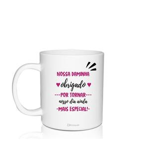 Caneca Convite Branca Personalizada Agradecimento Daminha
