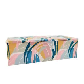 Caixa Decorativa Azul E Rosa 6X20X10Cm Folhagem P