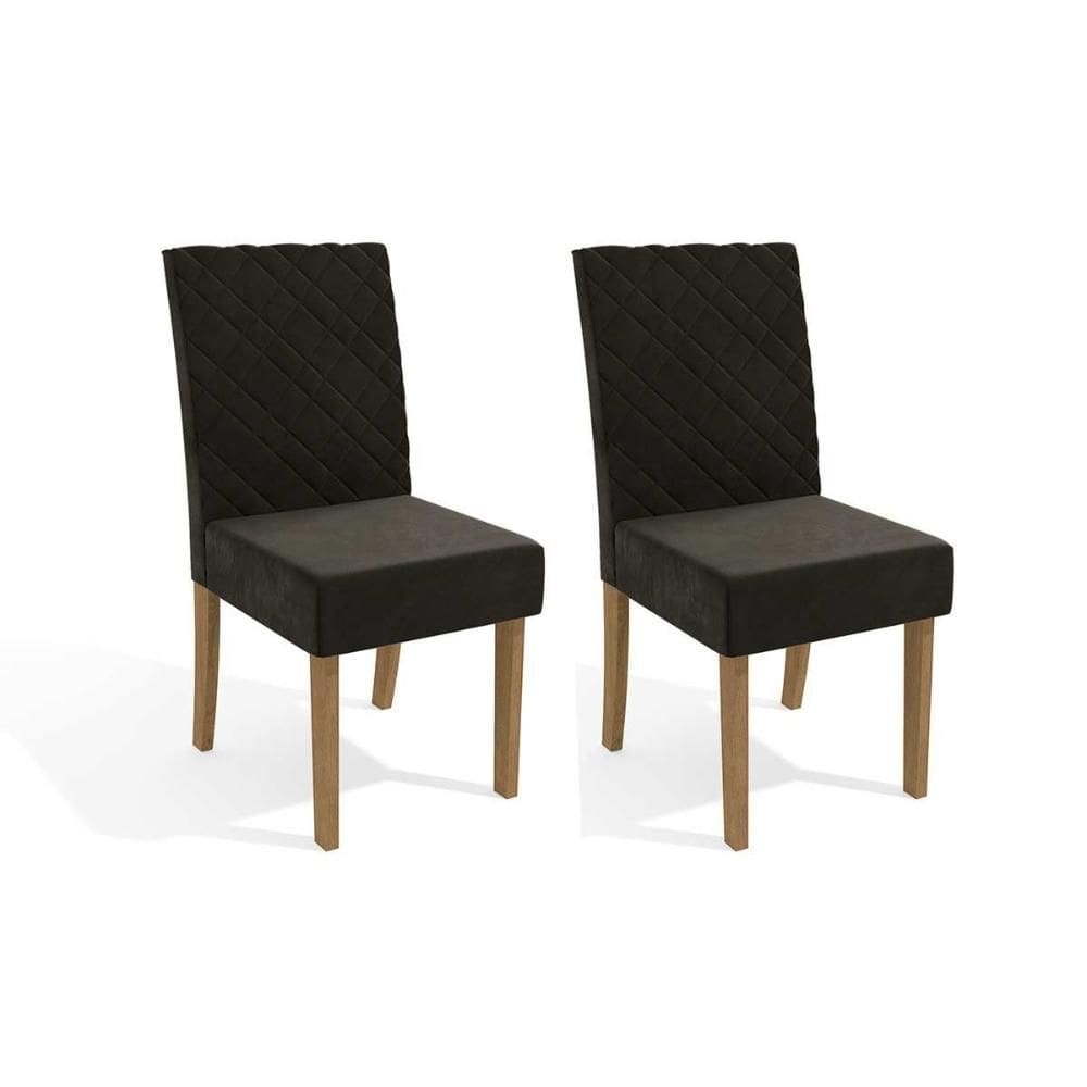 Kit 2 Cadeiras de Cozinha 2CAD133 2 Un Canela/Suede Grafite - Kappesberg