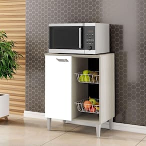 Fruteira Com 1 Porta E 2 Cestos 0,63 Cm Esmeralda Elmo/branco Hr Móveis