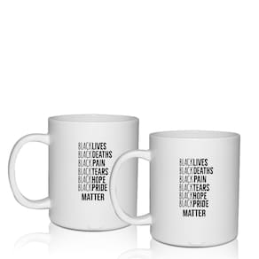 Kit 2 Canecas Brancas Personalizadas Lista Black Lives