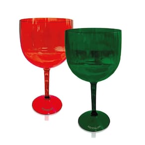 Kit 2 Taças Gin Vermelho E Verde Translúcido Acrílico Ps