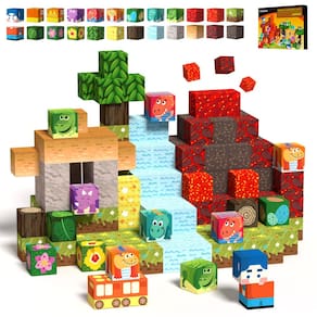 Conjunto de dinossauros GobideX MagWonder World Volcano com blocos magnéticos