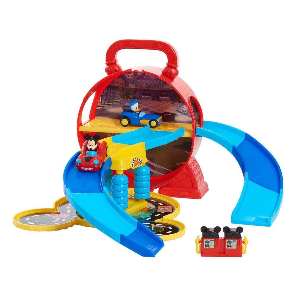 Playset Disney Junior Mickey Mouse Stow `n Go Garage com 2 carros