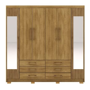 Guarda Roupa Com Espelho Canadá 6 Portas e 6 Gavetas Nature/Brisa - Vila Rica Móveis