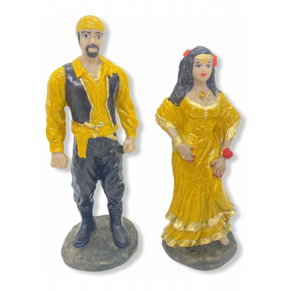 Esculturas Casal Ciganos 15 cm em Resina - Selecione a Cor