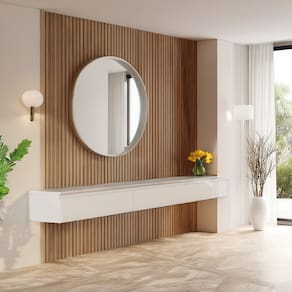 Aparador Suspenso para Hall de Entrada 3 Gavetas 2,17m Aspen Off White EDN