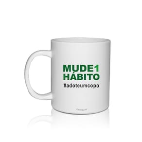 Kit 2 Canecas Brancas Personalizada Eco Mude Um Hábito