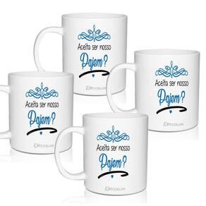 Kit 4 Canecas Convite Lembrança Personalizada Para Pajem