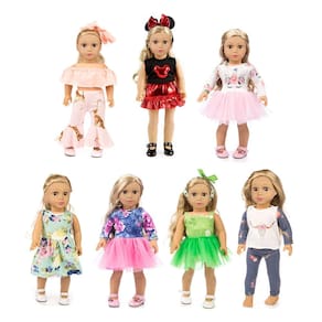 Conjunto de roupas para bonecas XFEYUE Boneca de 18 polegadas com 7 roupas e acessórios