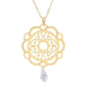 Gargantilha Mandala Pingo Cristal Swarovski Folheado a Ouro