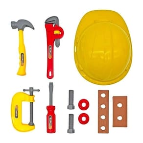 Brinquedo Kit Ferramentas Infantil 11 Peças com Capacete Brincar de Faz de Conta