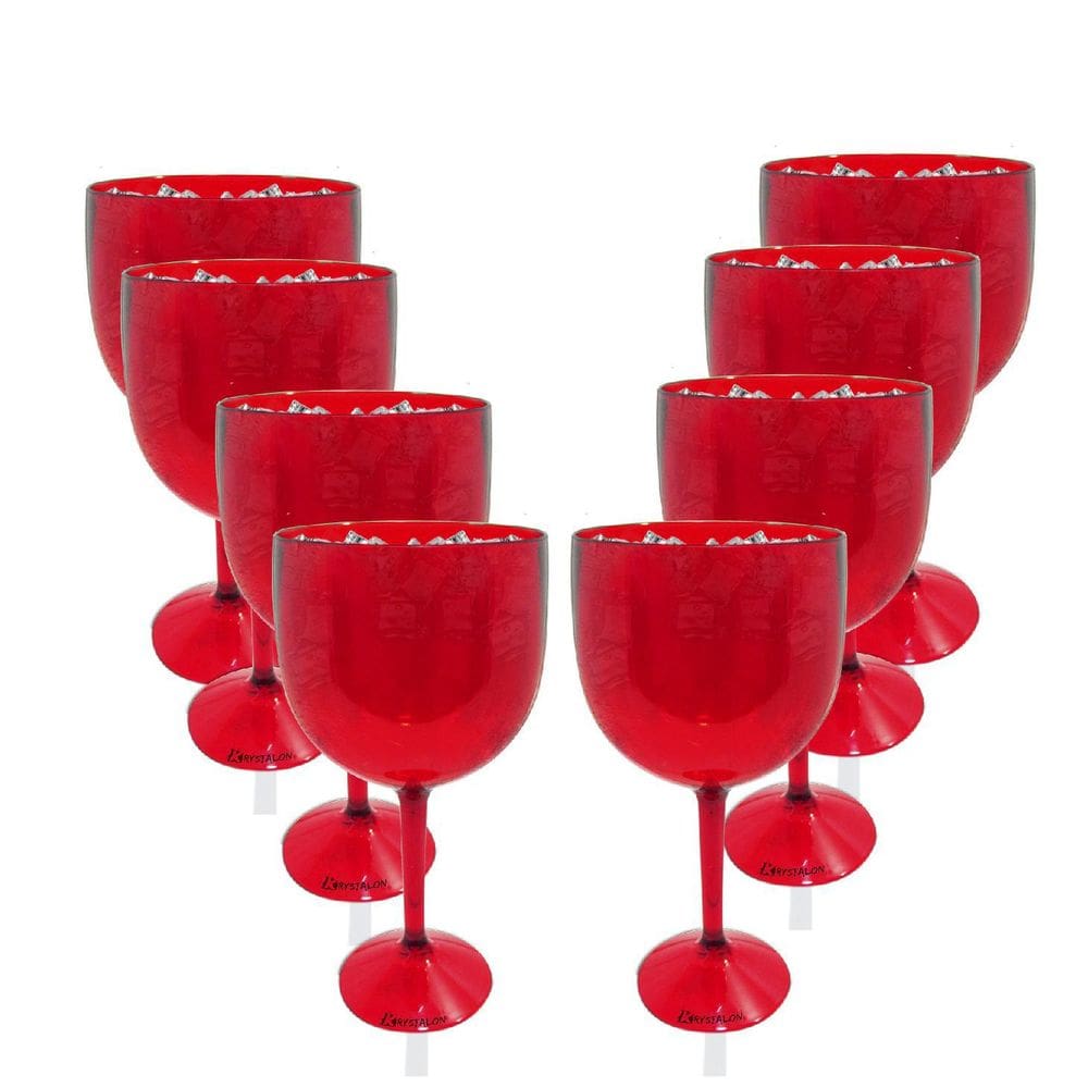 Kit 8 Taças Gin Vermelho Acrílico Copo Gin