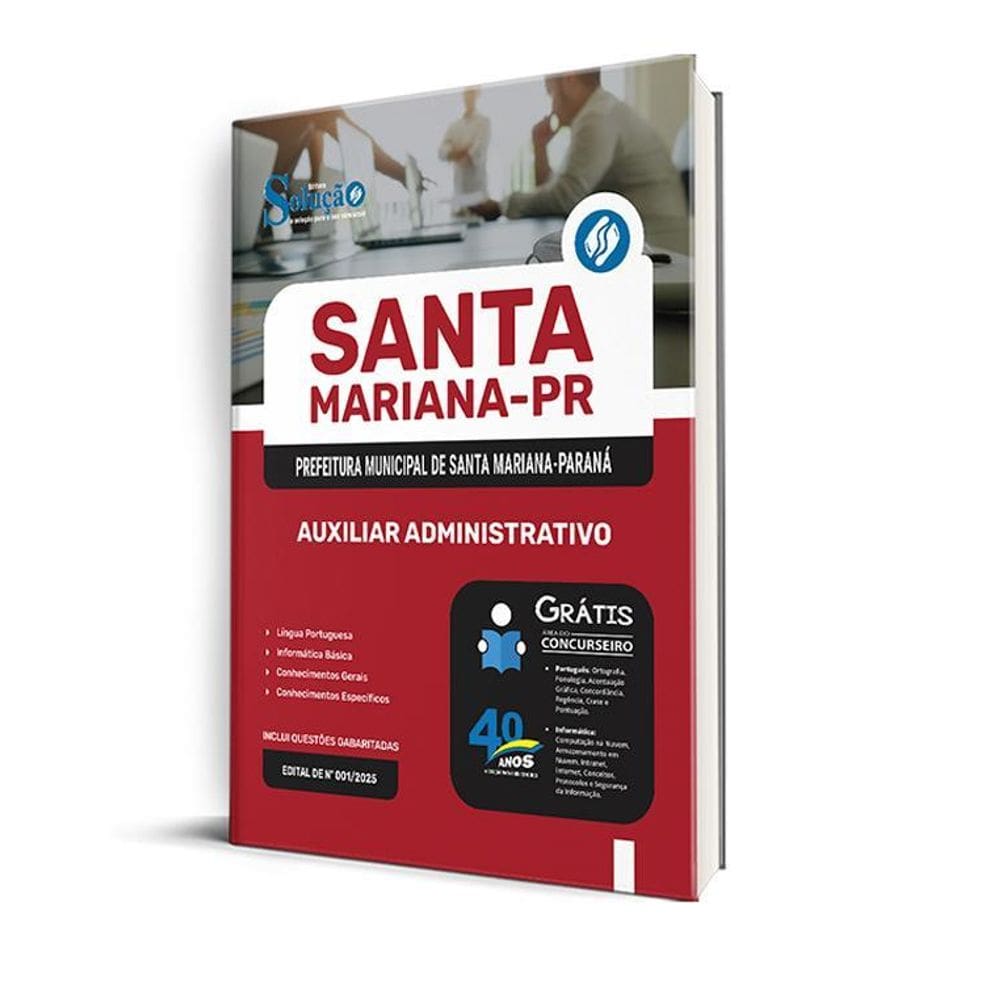Apostila Prefeitura Santa Mariana Pr 2025 Auxiliar