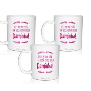 Kit 3 Canecas Convite Personalizadas Para Daminha Doce Mesmo