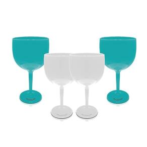 Kit 4 Taças Branca E Azul Tiffany Acrílico Poliestireno