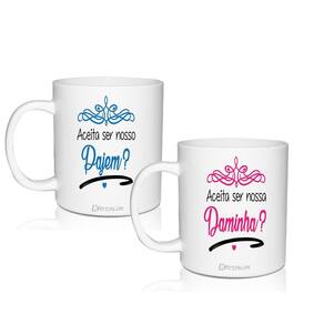 Kit 2 Canecas Convite 300 Ml Personalizadas Pajem&Daminha