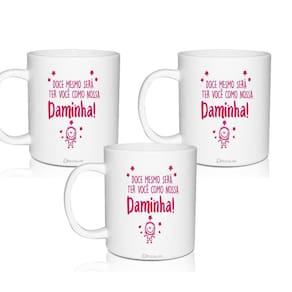 Kit 3 Canecas Convite Personalizado Daminha
