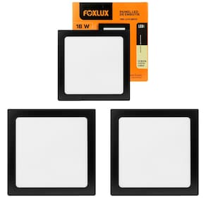Kit 3 Painel de LED 18 W 4000k Quadrado Embutir Preto Foxlux