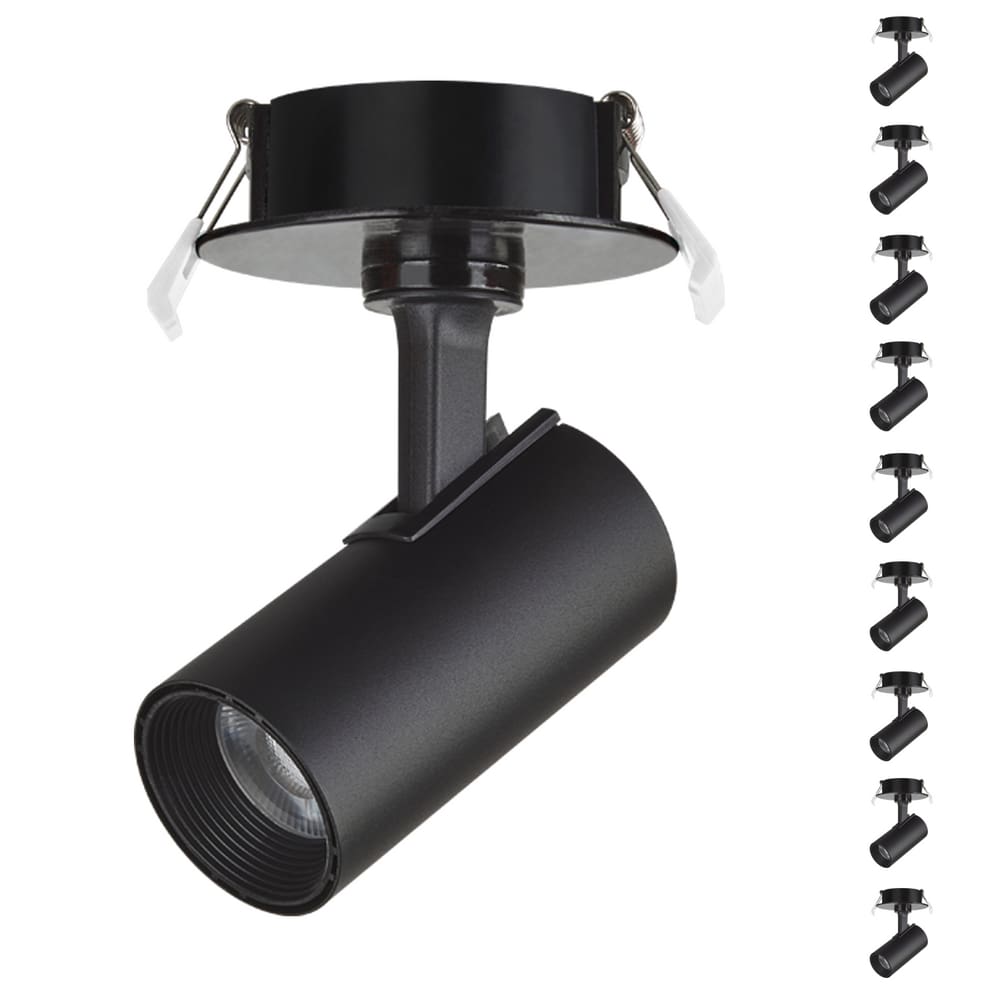 10 Spot Direcionável Embutir 12w Preto Bivolt 3000k Foxlux
