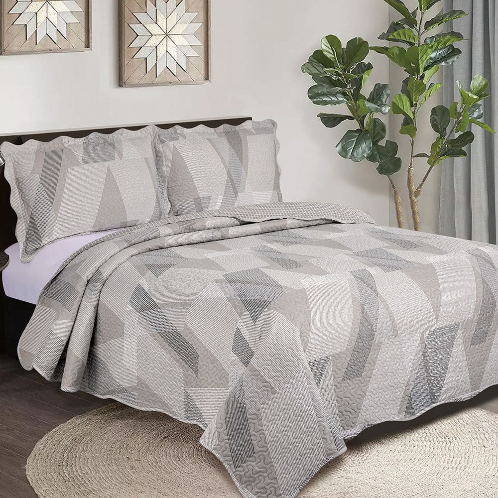 Colcha Cobre Leito king 3 peças dupla face Bordada Matelassê Estampada - Camesa