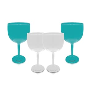 Kit 4 Taças Branca E Azul Tiffany Acrílico Poliestireno