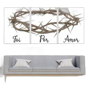 Kit 3 Quadros Foi Por Amor 45X34Cm Com Vidro Moldura Branca