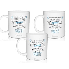 Kit 3 Canecas Convite Personalizadas Pajem Convite Especial