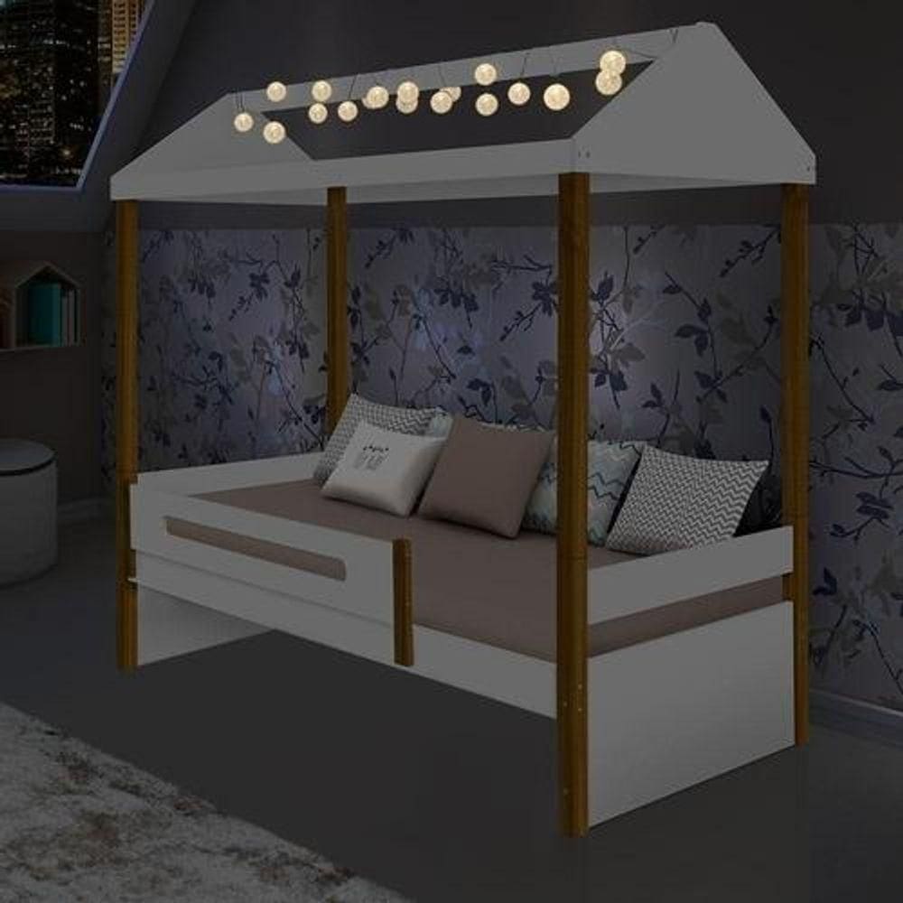 Cama Solteiro Sara Branco Com Led
