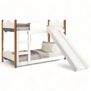 Beliche Encanto Branca E Nature Com Escorregador E 02 Colchões Gabrielli