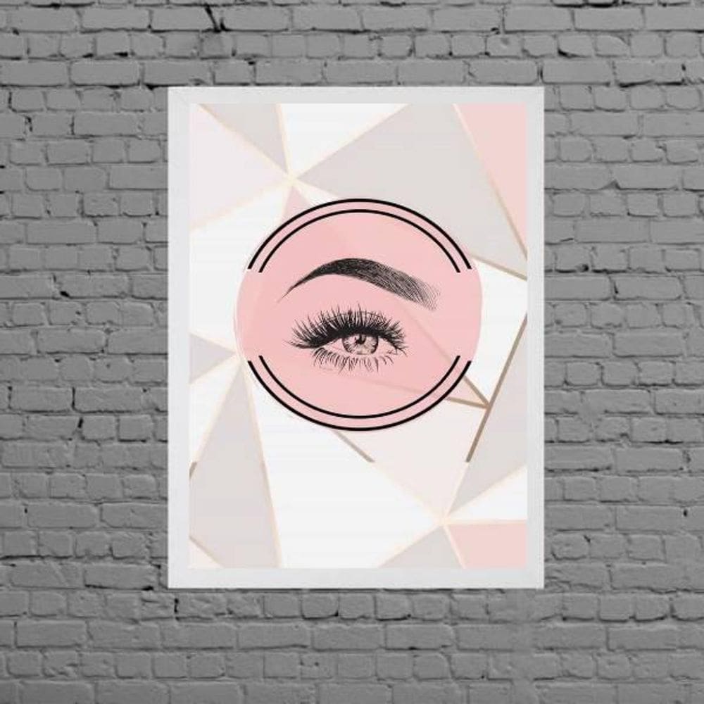 Quadro Geométrico Cílios e Sobrancelha 45x34cm - Branco