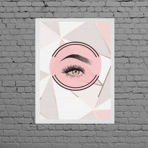 Quadro Geométrico Cílios e Sobrancelha 45x34cm - Branco