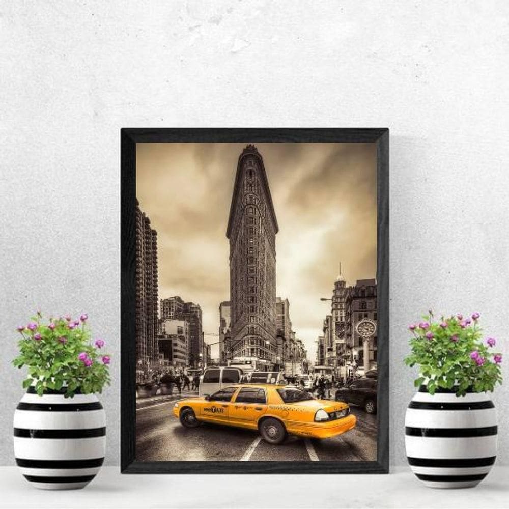 Quadro Nova York Taxi Amarelo 45X34Cm