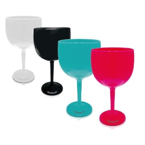 Kit 4 Taças Gin Rosa, Azul Tiffany, Preta E Branca Acrílico