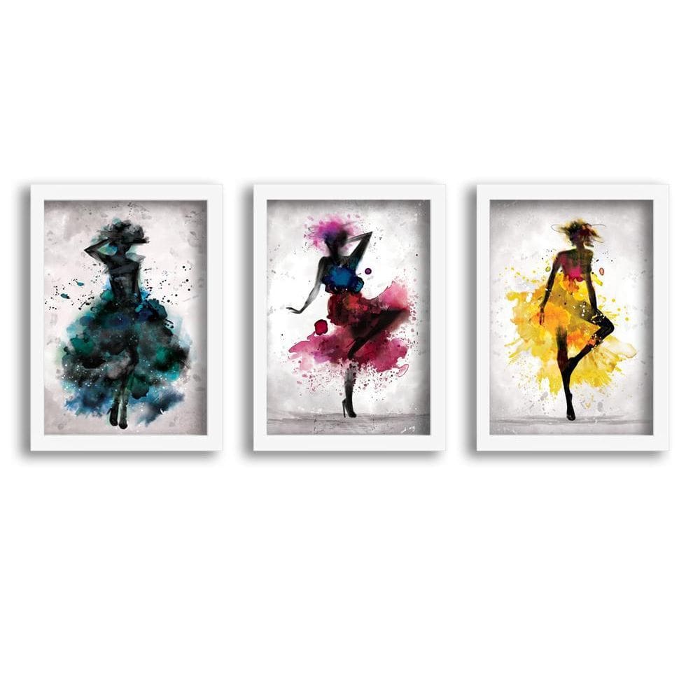 Kit 3 Quadros Decorativos Com Moldura Arte Dama Mulher