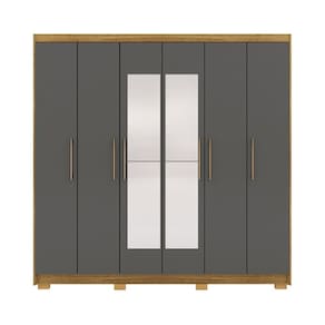 Guarda Roupa Com Espelho Pernambuco 6 Portas e 6 Gavetas Nature/Alasca - Vila Rica Móveis