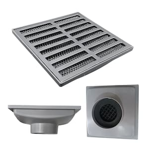 Ralo Cinza Anti Cheiro 20x20 Aluminio Reta Saída 100mm Sifonado e Tela Anti Insetos
