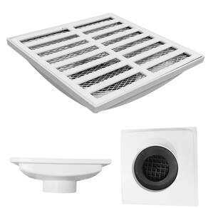 Ralo Branco Anti Cheiro 20x20 Aluminio Reta Saída 100mm Sifonado e Tela Anti Insetos