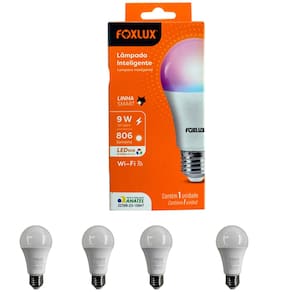 Kit 4 Lâmpada Inteligente RGB 9W Wifi Smart Color Bivolt Foxlux
