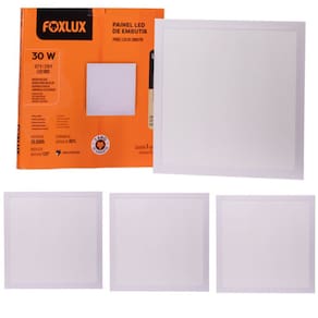 Kit 4 Painel Led Quadrado Embutir 30W 4000K Bivolt Foxlux