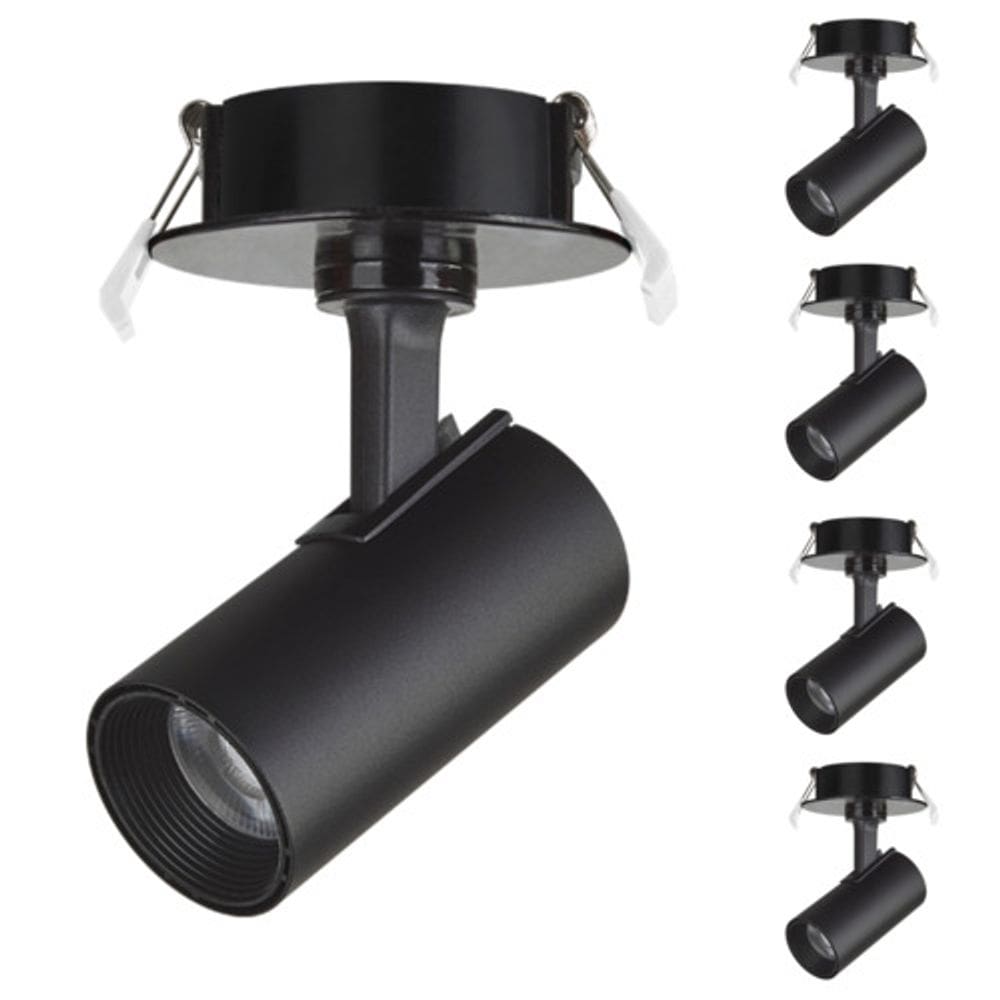 5 Spot Direcionável Embutir 7w Preto Bivolt 6500k Foxlux