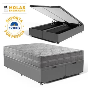 Cama Box Baú com Colchão de Molas Ensacadas Ultra Spring Anjos Queen 158cm